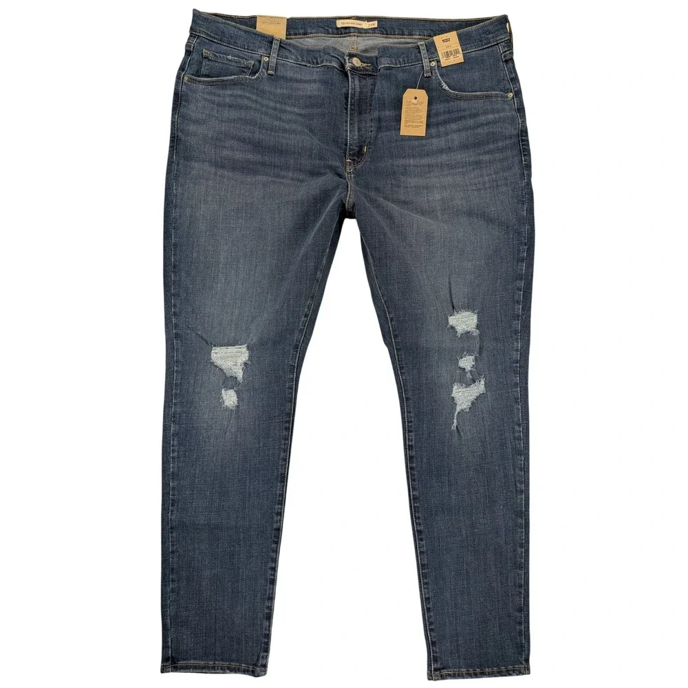 NWT Levi Strauss 721 Jeans Women 24 High Rise Skinny Distress Blue Denim Classic - Picture 2 of 12